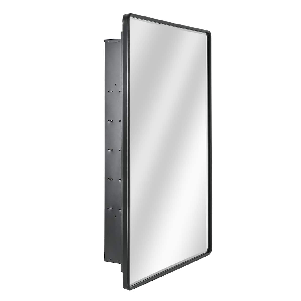 Head West Black Metal Medicine Cabinet with Beveled Mirror